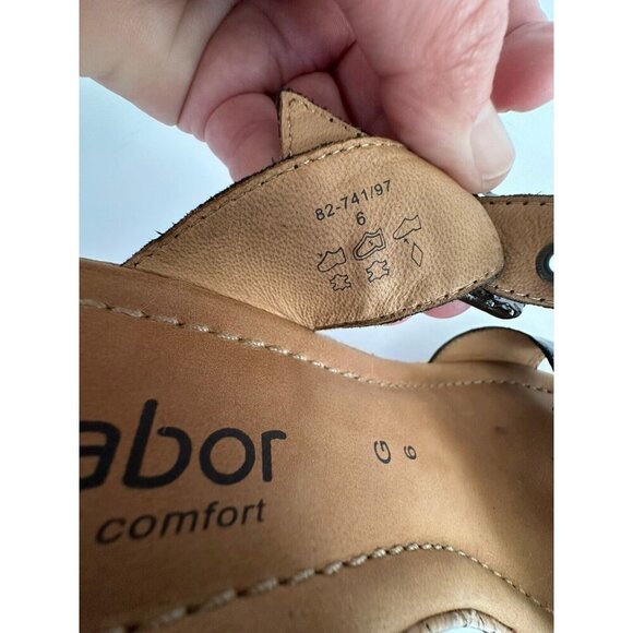 Gabor Womens‎ Black Patent Leather Slip On Sandals UK 6 US 8.5 Cork Wedge Comfy - Picture 12 of 12